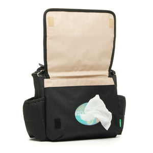 Eco Black Quilt Stroller organiser with baby wipes compartment
