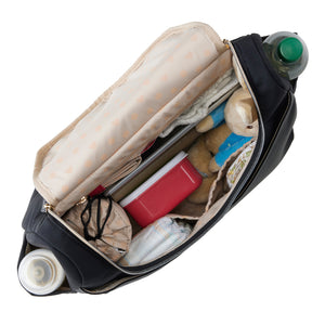 Babymel award winning nappy bags |  Pippa vegan Leather black | inside of convertible baby bag