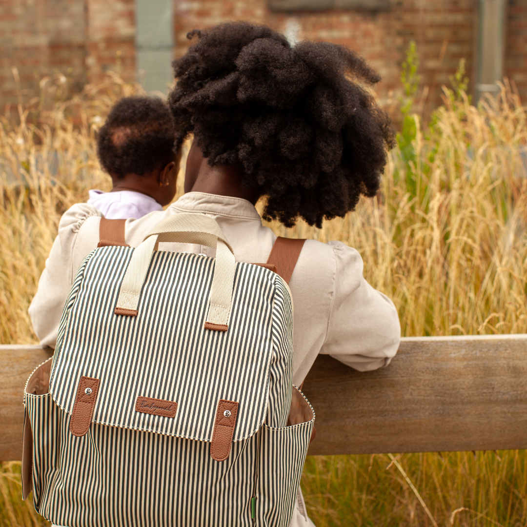 Robyn Eco Convertible Backpack Navy Stripe Babymel Australia