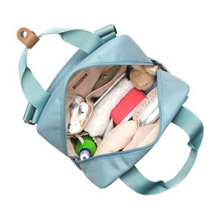 Babymel Georgi Eco baby nappy bag aqua, internal view,  made from recycled plastic, backpack cross shoulder nappy bag 